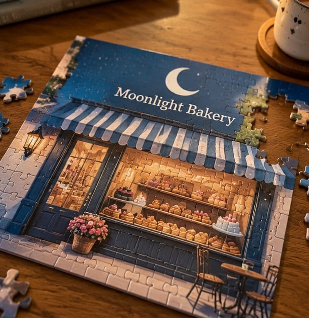 Customer photo of a custom puzzle in progress